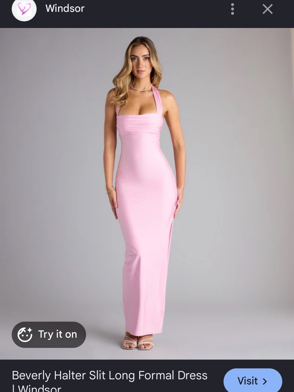 Windsor Beverly Pink Halter tie split long dress xsmall - yes available